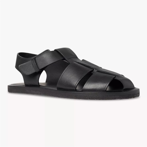 The Row $1050 Fisherman Sandals in Black Leather Covered Buckle Strap Size 40/10 - Picture 3 of 16